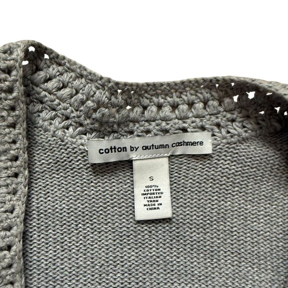 Cotton by Autumn Cashmere Cardigan Sweater Women Small Hand Crochet Italian - Picture 2 of 9